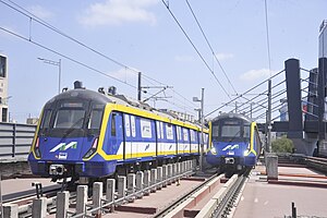 BEML Mumbai Metro rake at Gundavali Station on Line 7