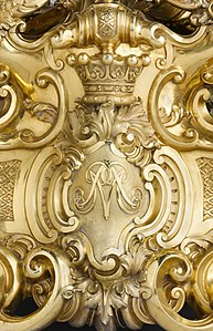 Rococo Revival C and S-shaped volutes of a cartouche on the base of a nine-light candelabrum, 1835–1836, gilded silver, Metropolitan Museum of Art