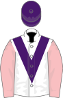 White, purple chevron, pink sleeves, purple cap