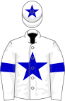 White, blue start, armlets and star on cap