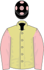 PRIMROSE, pink sleeves, black cap, pink spots