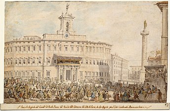 The Lottery in Piazza di Montecitorio (1743-44), Pen, ink, watercolor, graphite, 34 x 54.5cm., Metropolitan Museum of Art