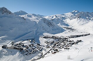 Tignes Val Claret, taken from slopes of the Grande Motte mountain