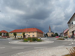 Centre of Všechovice with the Church of the Holy Trinity