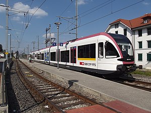 White-and-black train at island platform