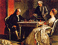 Image 26Edward Harrison May, 1867, Lady Howe mating Benjamin Franklin (from Chess in the arts)