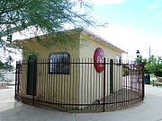 Back side of the historic Morcomb's Service Station after its’ restoration.