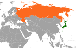 Map indicating locations of Japan and Russia