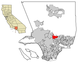 帕萨迪纳在加州和洛杉矶县的地理位置
