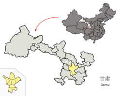 Location of Dingxi City jurisdiction in Gansu
