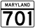 Maryland Route 701 marker