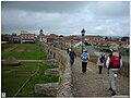 In 1433 on this spot—the bridge over the river Órbigo—Suero de Quiñones and ten of his knights challenged all comers to a Pas d'Armes, promising to "break 300 lances" before moving on.