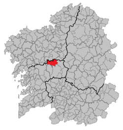 Situation of Vila de Cruces within Galicia