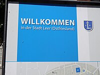 Stadt Leer Welcome Sign on the Commons user page of Matthias Süßen/East Frisia/2018 October 11-20