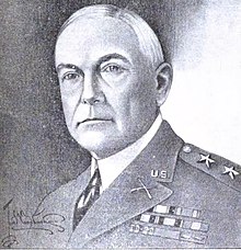 Artist rendition of Major General Stephen O. Fuqua, head and shoulders, black and white, dress uniform, looking left