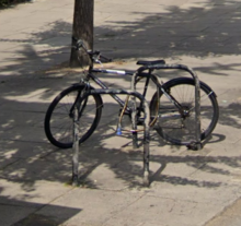 Bicycle stand in a street, London