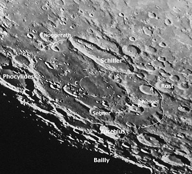 Earth-based image showing the basin with labeled features