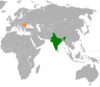 Location map for India and Romania.