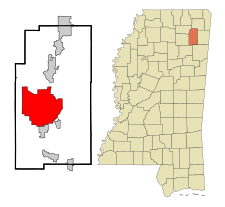 图珀洛在密西西比州的位置