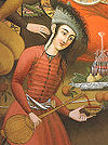 Portrait of a Persian woman pouring wine