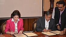 Sekhar Basu and CERN Director-General sign agreement for India to be an Associate Member of CERN