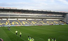 Picture of the Sixways Stadium where Worcester Warriors play.