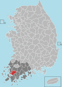 灵岩郡在韩国及全罗南道的位置