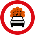 Road sign in Europe: no vehicles carrying explosives