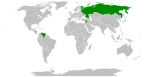 图中绿色为承认阿布哈兹共和国的国家