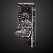 Fragment of a bas-relief with goddess Ninsun; 2255–2040 BC; steatite; height: 14 cm; Louvre