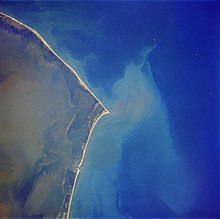 View from the International Space Station of a plume of polluted waters entering the Atlantic