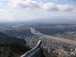 Panoramic view of the Nōbi Plain with Gifu City, Gifu Prefecture seen from the top of Gifu Castle