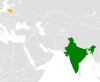 Location map for India and Lithuania.