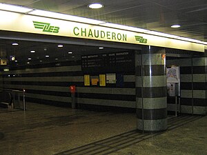 Underground entrance with the station name in bold letters