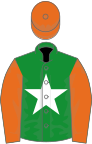 Green, white star, orange sleeves and cap