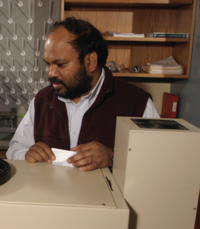 Dr. Rajendra Rathore in his chemistry lab