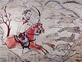 九原岗北朝壁画墓中的狩猎图壁画