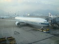 At the airport at the end of my trip - Cathay Pacific Boeing 777-300 at Hong Kong International Airport