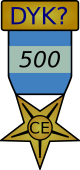 Award for 500 DYK creations and expansions