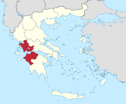 西希腊大区在希腊的位置