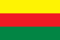 A horizontal tricolor with (from top to bottom) yellow, red, and green bands.