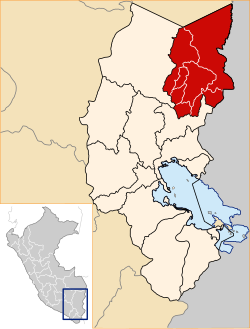 Location of Sandia in the Puno Region