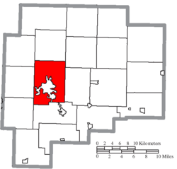 Location of Cambridge Township in Guernsey County