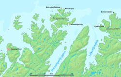 The Sværholt Peninsula lies between the Porsangerfjorden and Laksefjorden