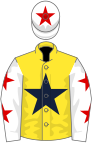 Yellow, dark blue star, white sleeves, red stars, white cap, red star