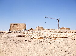 Rebuilt mosque (left) and qasr (right)