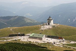 Schneeberg station and church