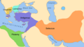 Antipatrid dynasty of Macedonia (310-294 BC), Lysimachid dynasty of Thrace (306-281 BC), Antigonid dynasty of Asia Minor (306-168 BC), Seleucid Empire (312-63 BC) and Ptolemaic Kingdom (305-30 BC) in 303 BC.