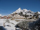 View of monastery from the trail to Pangboche