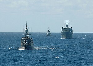 HTMS Sukhothai on the left and its sister HTMS Rattanakhosin at the centre.